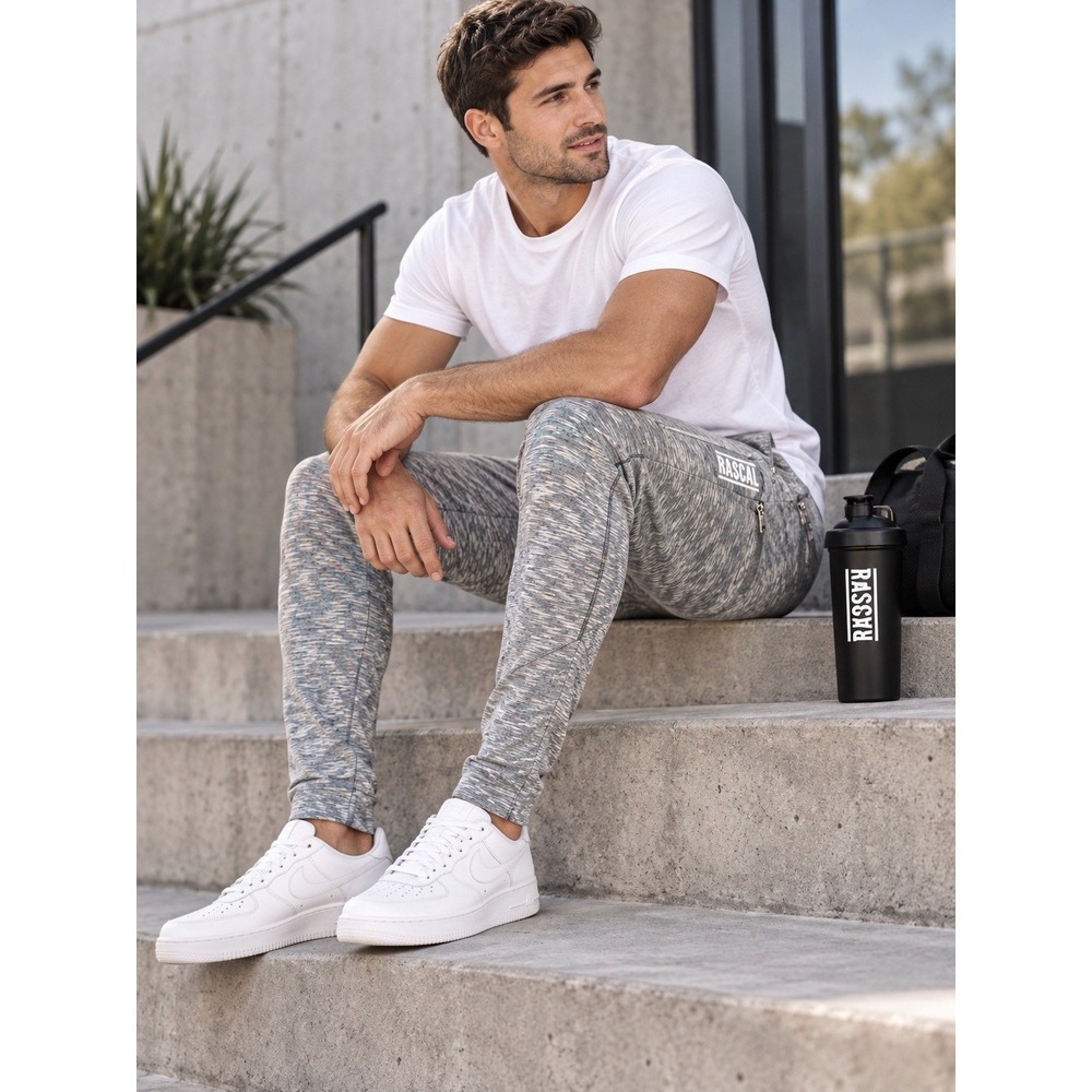 Rascal Men's Jogger Pants Medium Gray Marled Zip Pockets NWT Streetwear